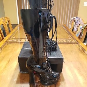 Black Leather Lace Up Boots